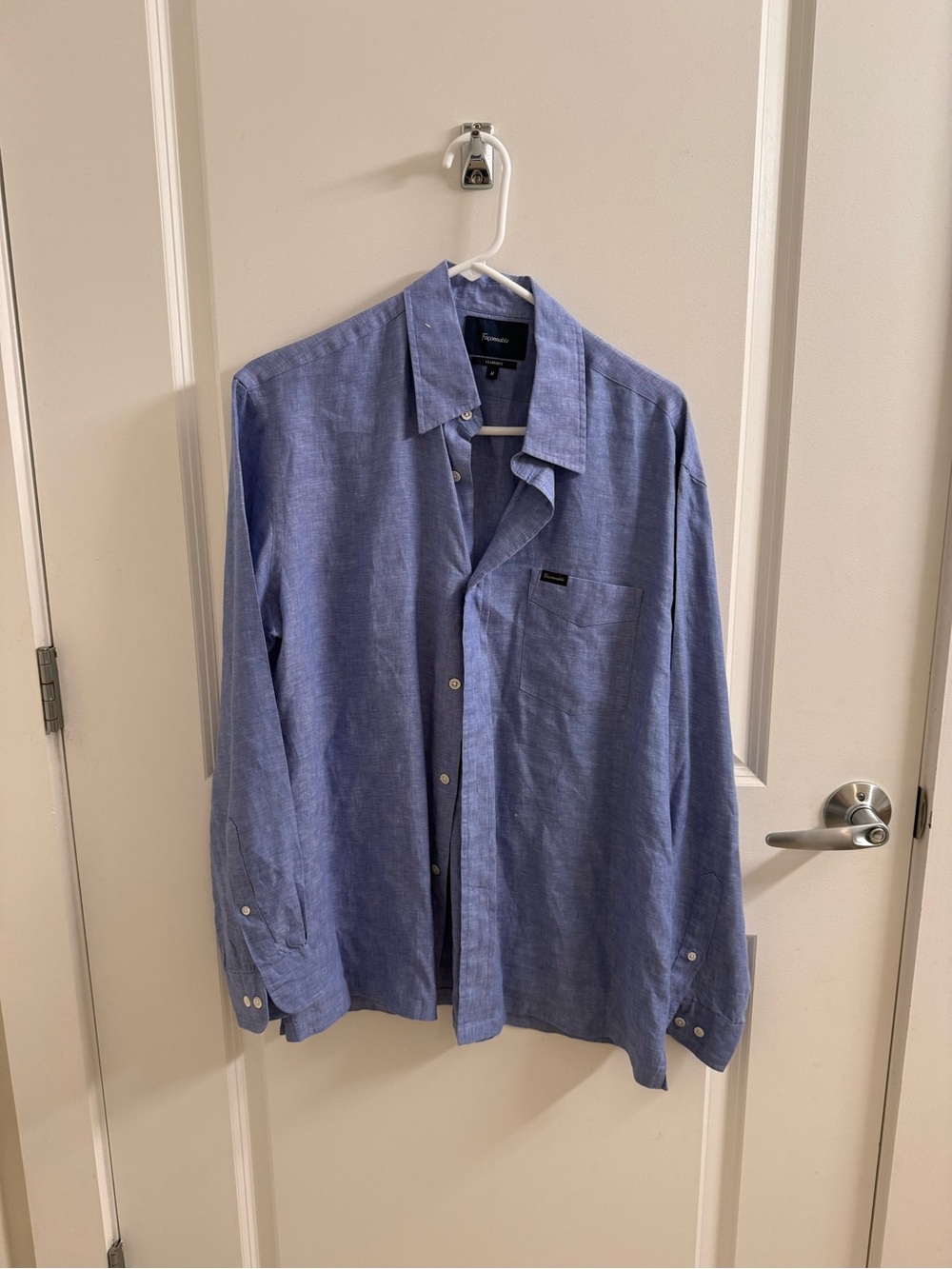 FACONNABLE 100% linen classique Light Blue Button-Up Shirt